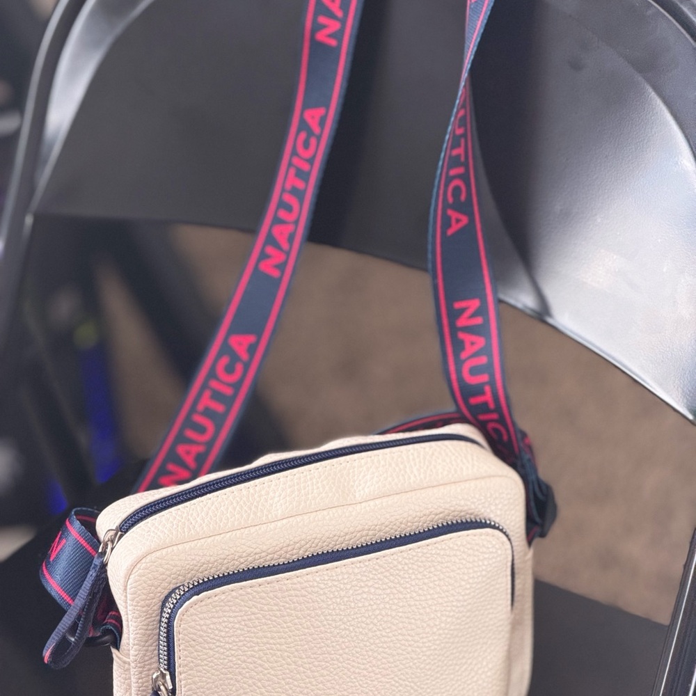 Nautica Beige and Navy Men's Messenger Bag